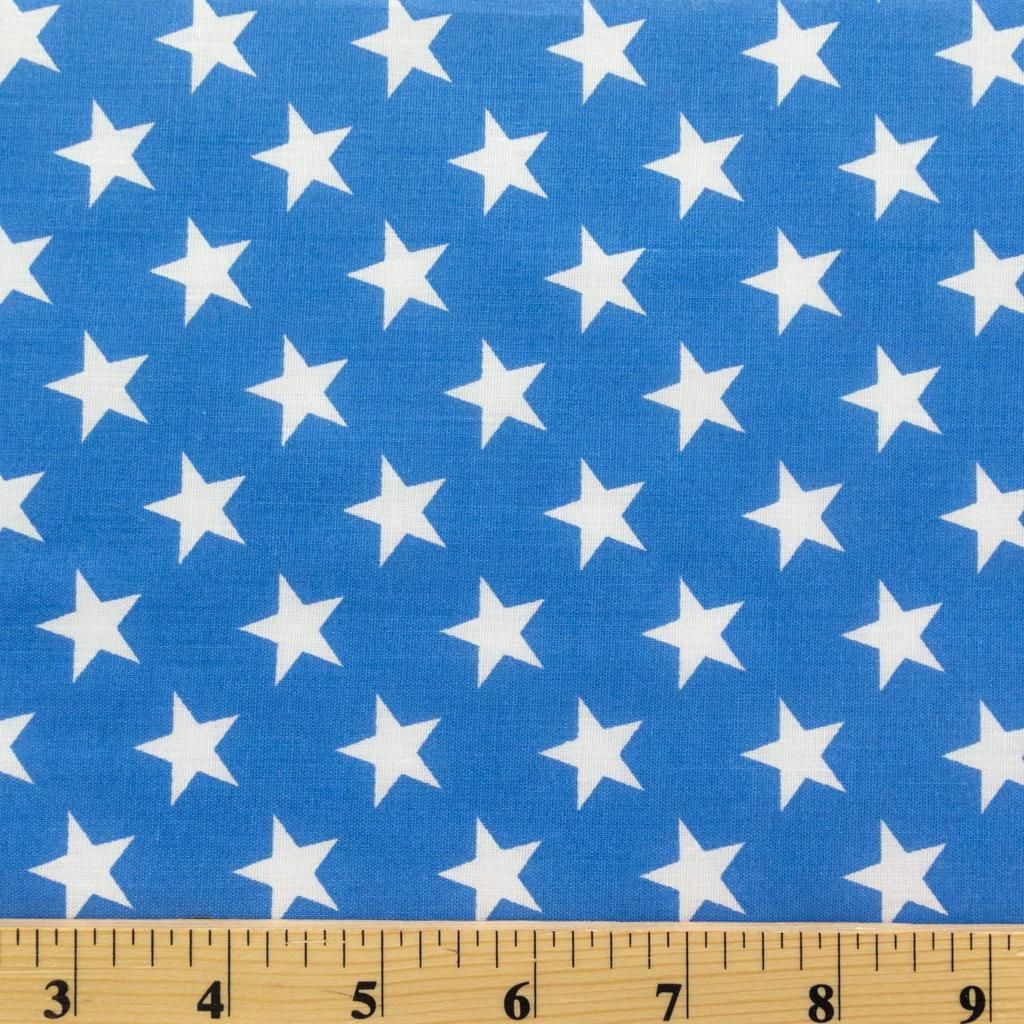 Blue Patriotic Star Print Poly Cotton Fabric - Fashion Fabrics Los Angeles 