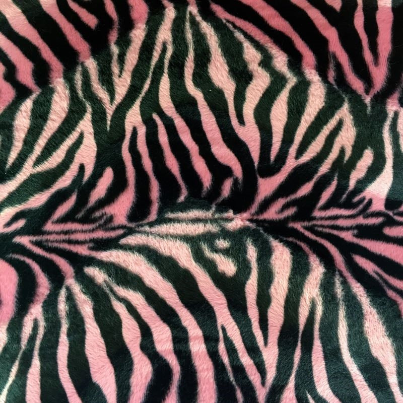 Pink Small Zebra Velboa Faux Fur Fabric - Fashion Fabrics Los Angeles 