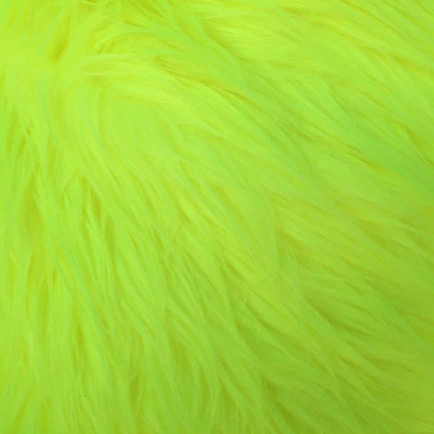 Highlighter Yellow Luxury Long Pile Shaggy Faux Fur Fabric - Fashion Fabrics Los Angeles 