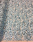 Baby Blue Cozy Pop Thread Floral Sequins Lace Fabric - Fashion Fabrics LLC