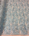 Mint Cozy Pop Thread Floral Sequins Lace Fabric - Fashion Fabrics LLC