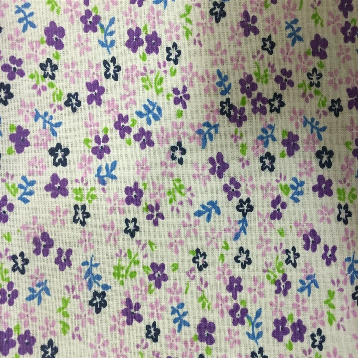 Purple Small Floral Print Poly Cotton Fabric - Fashion Fabrics Los Angeles 