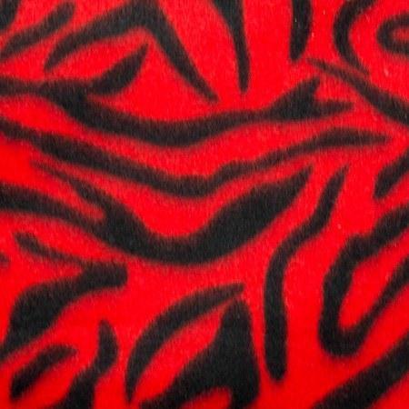 Red | Black Zebra Print Fleece Fabric - Fashion Fabrics Los Angeles 