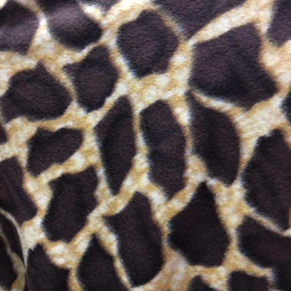 Brown Gold Giraffe Print Fleece Fabric - Fashion Fabrics Los Angeles 
