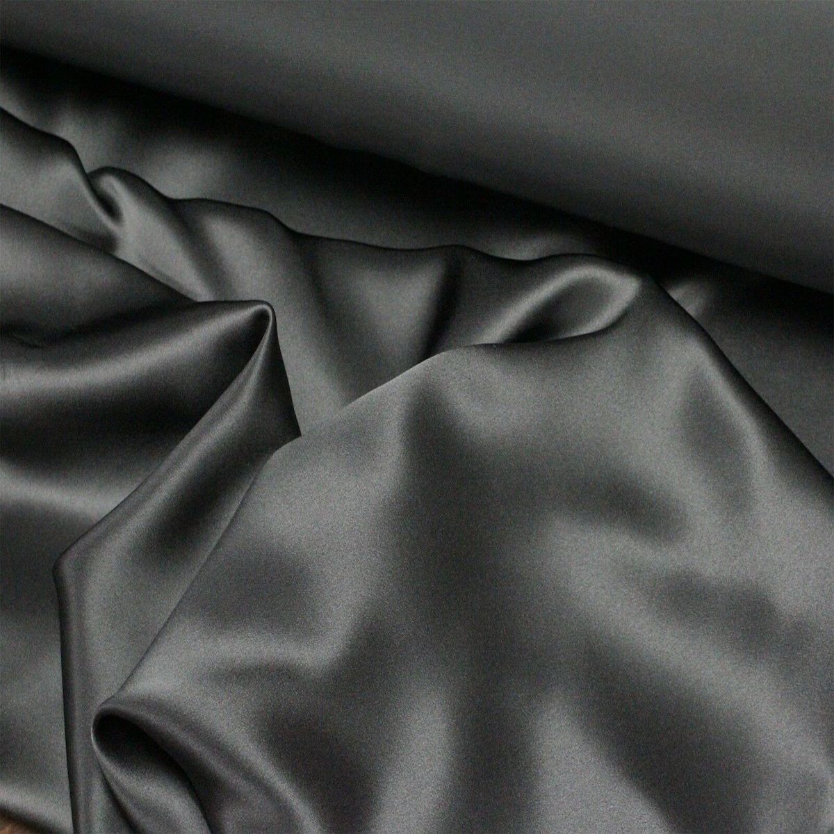 Charcoal Gray Silk Charmeuse Fabric - Fashion Fabrics Los Angeles 