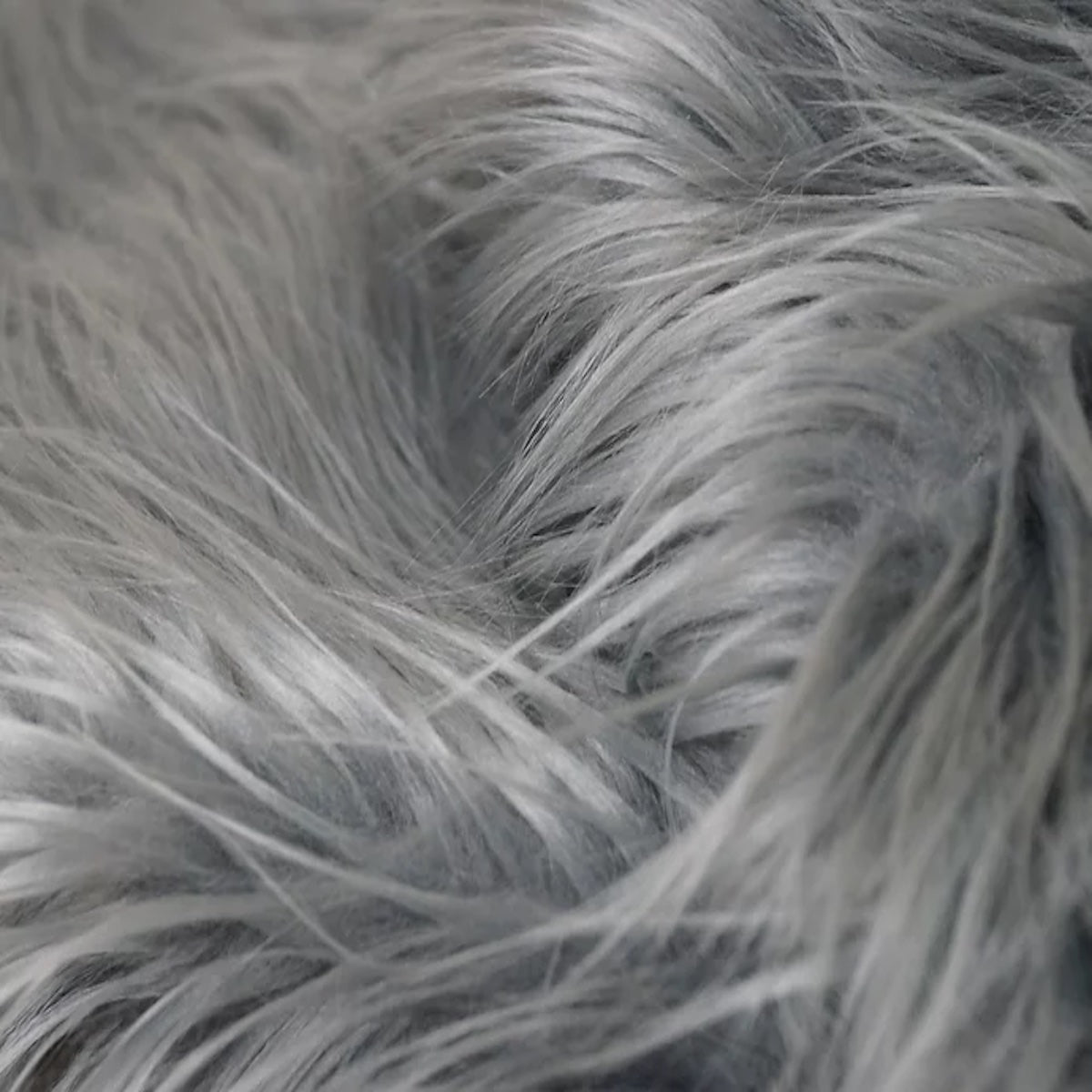 Charcoal Gray Shaggy Long Pile Faux Fur Fabric (4") - Fashion Fabrics LLC