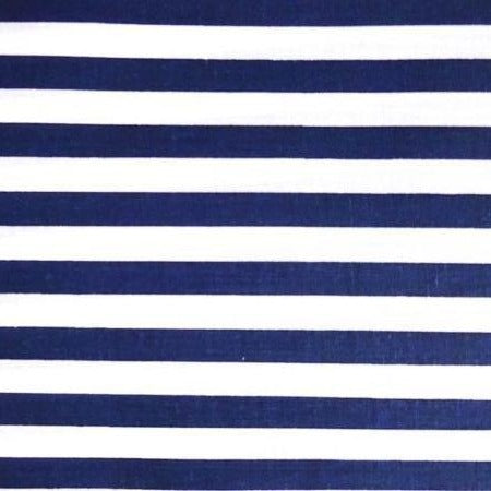 Navy White Half Inch Stripe Poly Cotton Fabric - Fashion Fabrics Los Angeles 