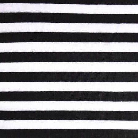 Black White Half Inch Stripe Poly Cotton Fabric - Fashion Fabrics Los Angeles 