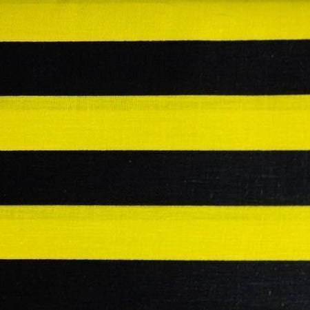 Black Yellow One Inch Stripe Poly Cotton Fabric - Fashion Fabrics Los Angeles 