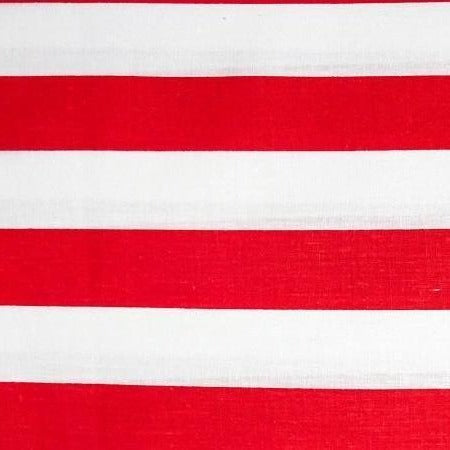 Red White One Inch Stripe Poly Cotton Fabric - Fashion Fabrics Los Angeles 