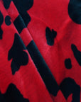 Black Red Cow Velboa Faux Fur - Fashion Fabrics Los Angeles 