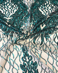 Tela de encaje de lentejuelas elásticas Leona verde azulado 
