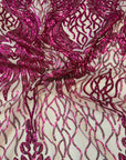 Fuchsia Lioness Stretch Sequins Lace Fabric