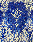 Royal Blue Lioness Stretch Sequins Lace Fabric
