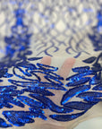 Tela de encaje de lentejuelas elásticas Leona azul real 