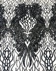 Black Lioness Stretch Sequins Lace Fabric