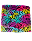 Tela de piel sintética con estampado de leopardo arcoíris 
