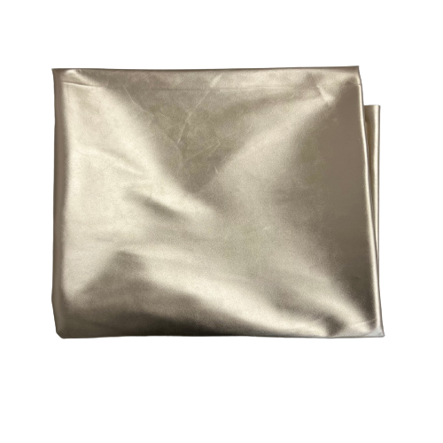 Tela de vinilo de cuero sintético elástico bidireccional dorado claro 