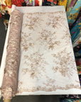White Rouley 3D Pearl Floral Embroidered Lace Fabric - Fashion Fabrics LLC