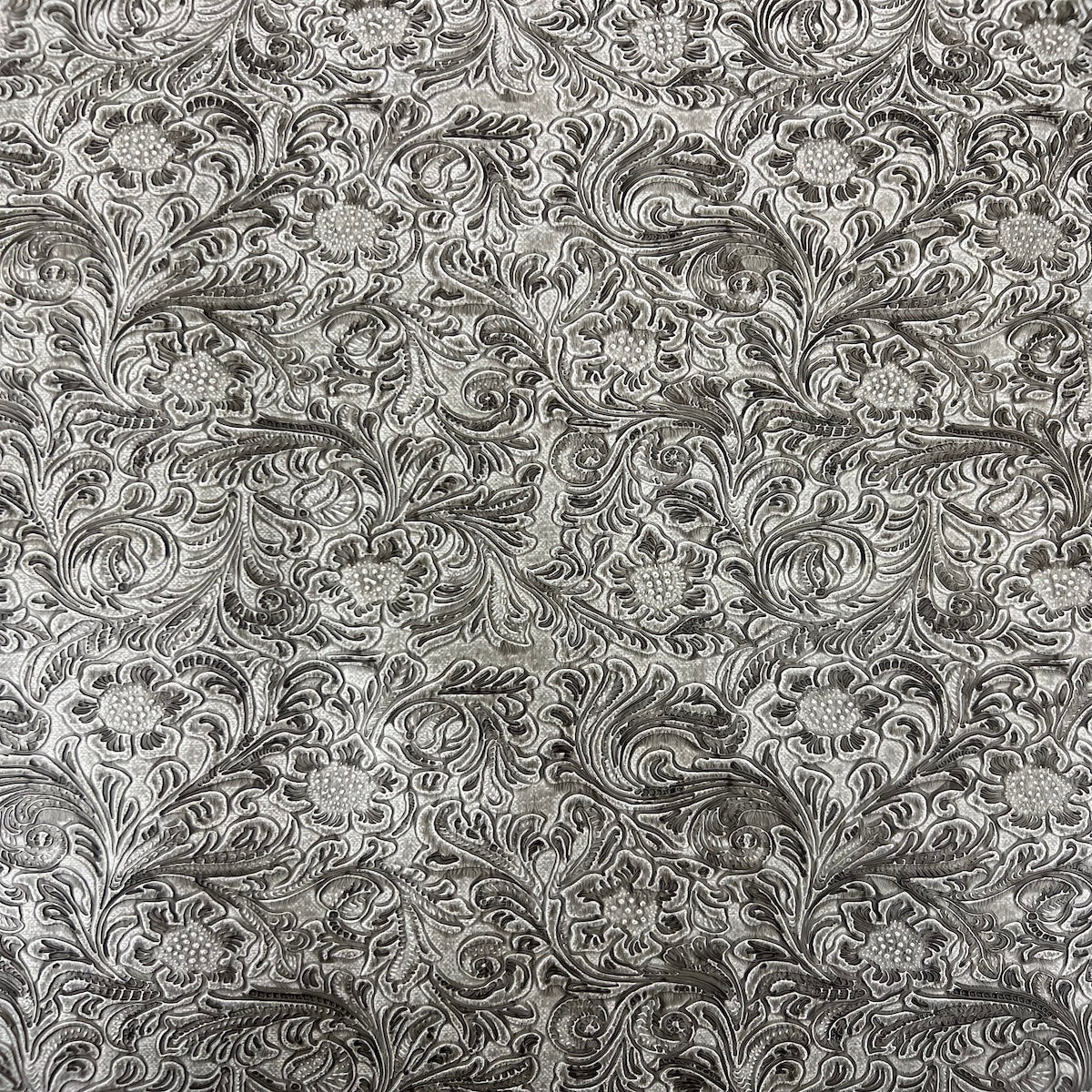 Tela de vinilo de cuero sintético de PU floral occidental gris cemento