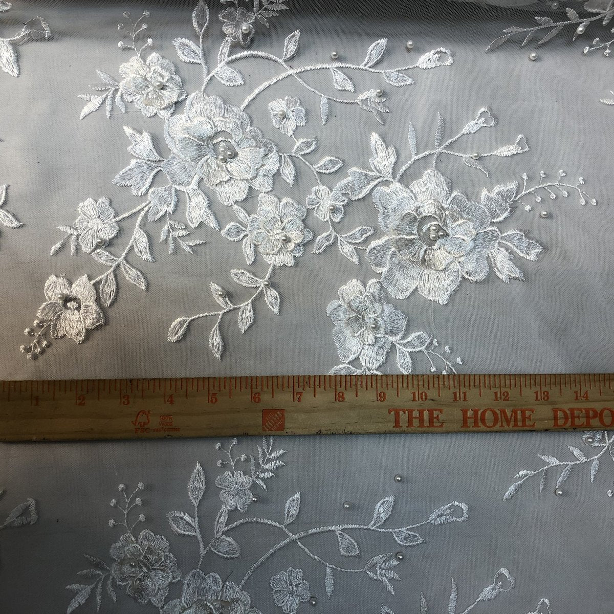Bronze | Gold Rouley 3D Pearl Floral Embroidered Lace Fabric - Fashion Fabrics LLC