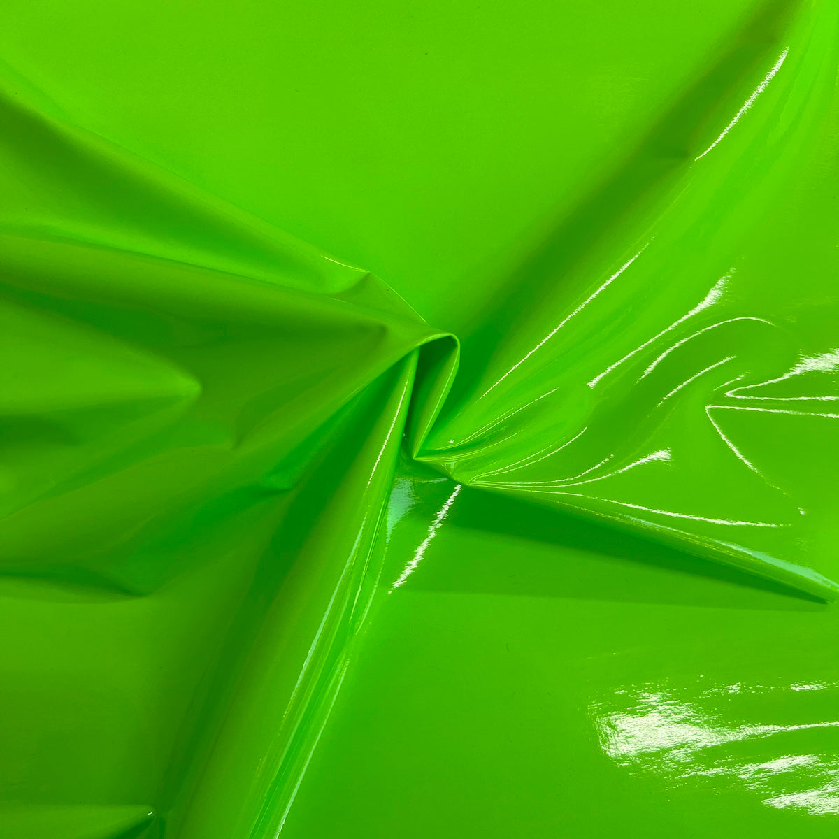 Tela de vinilo para prendas de vestir de charol sintético verde neón
