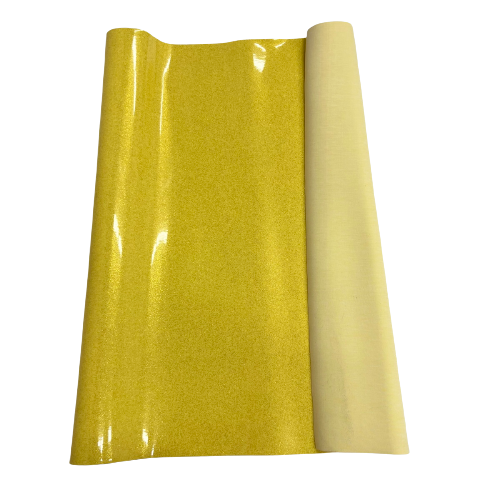 Tissu vinyle jaune pailleté scintillant