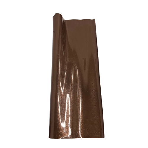 Tissu vinyle marron chocolat à paillettes scintillantes