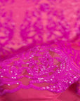 Tela de encaje de lentejuelas elásticas Luna rosa magenta