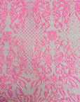 Baby Pink Iridescent Luna Stretch Sequins Lace Fabric