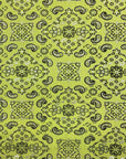 Neon Yellow Bandanna Paisley Spandex Fabric - Fashion Fabrics Los Angeles 