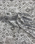 White Bandanna Paisley Spandex Fabric - Fashion Fabrics Los Angeles 