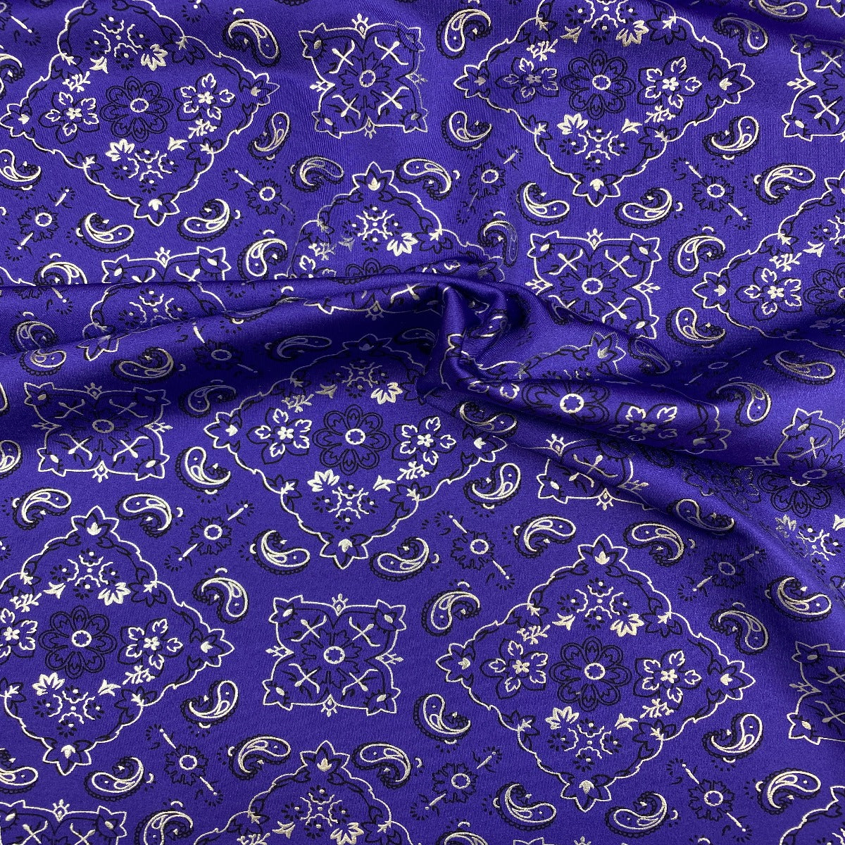 Purple Bandanna Paisley Spandex Fabric - Fashion Fabrics Los Angeles 