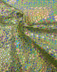 Neon Yellow Tie Dye Hologram Scale Snake Skin Nylon Spandex Fabric - Fashion Fabrics Los Angeles 