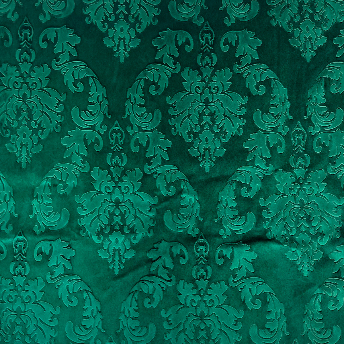 Tela para cortinas de tapicería de terciopelo en relieve Damasco verde esmeralda