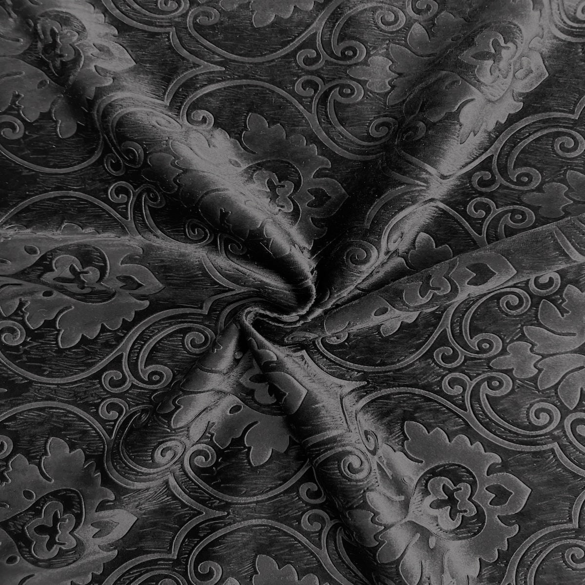 Tissu de draperie d&#39;ameublement en velours gaufré damassé noir