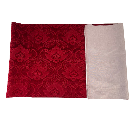 Red Royalty Damask Embossed Velvet Upholstery Drapery Fabric