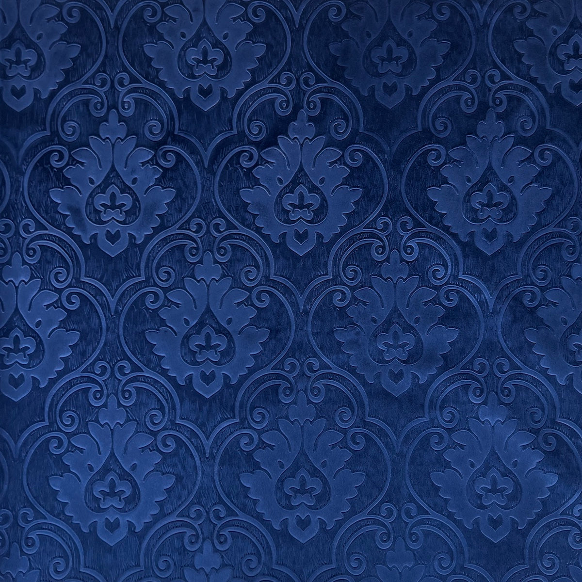 Royal Blue Royalty Damask Embossed Velvet Upholstery Drapery Fabric