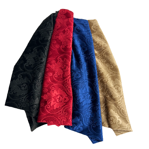 Tissu de draperie d&#39;ameublement en velours gaufré damassé rouge royal