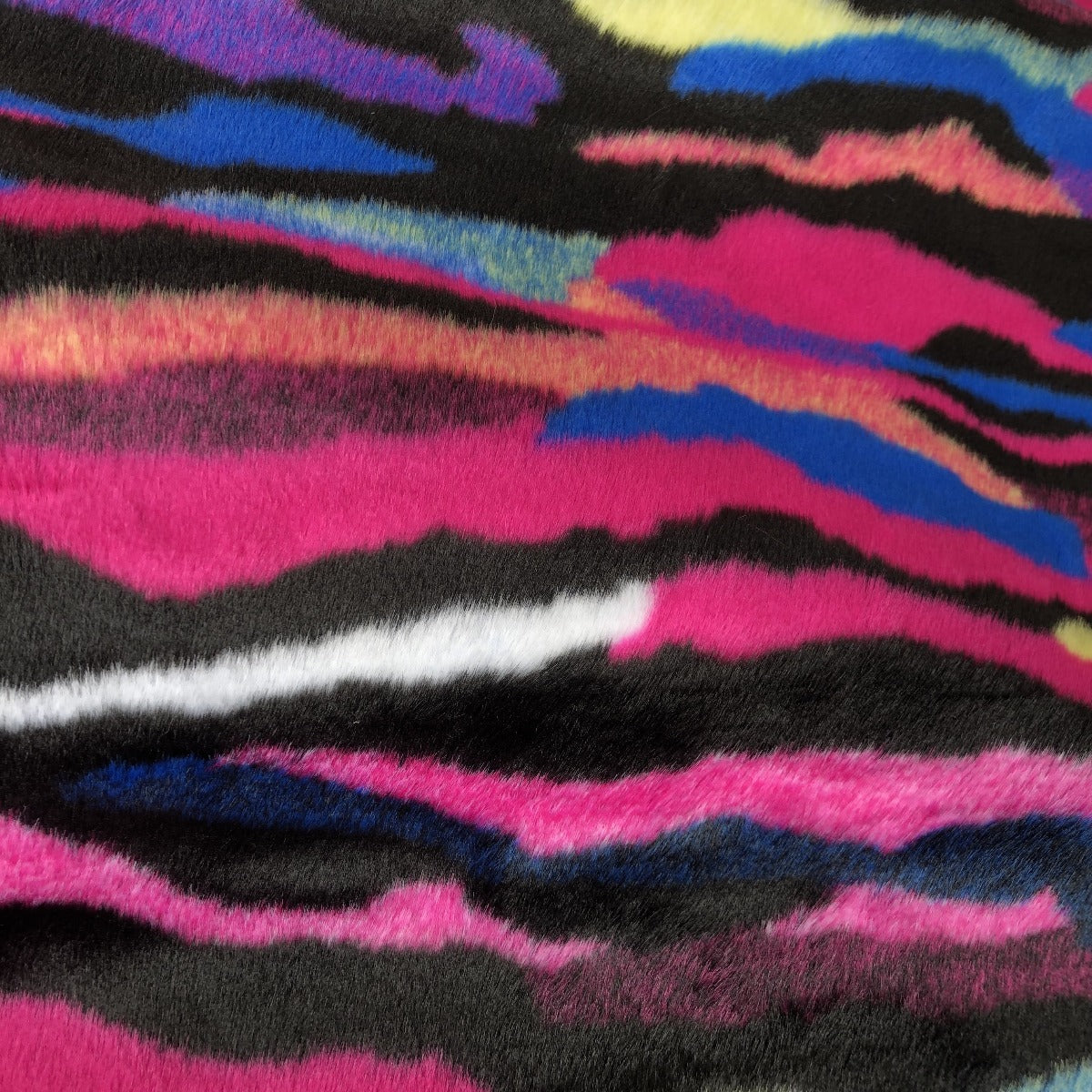 Rainbow Puzzled Multicolor Faux Fur Fabric - Fashion Fabrics Los Angeles 