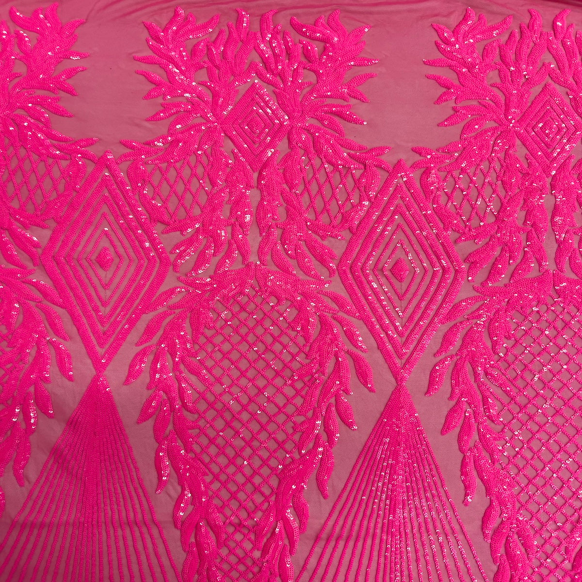 Tela de encaje de lentejuelas Alpica rosa neón 