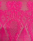 Tissu dentelle à paillettes Alpica rose fluo 