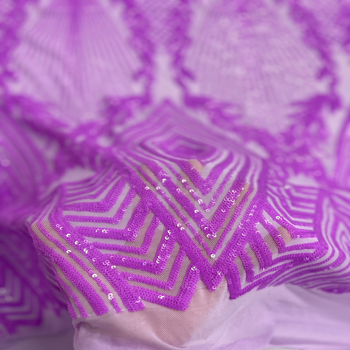 Lavender Purple Alpica Sequins Lace Fabric