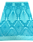 Tissu en dentelle à paillettes Alpica bleu aqua 