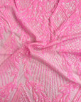 Tela de encaje de lentejuelas Alpica iridiscente rosa bebé 