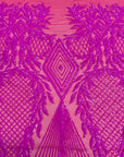 Tissu en dentelle à paillettes Alpica rose magenta 