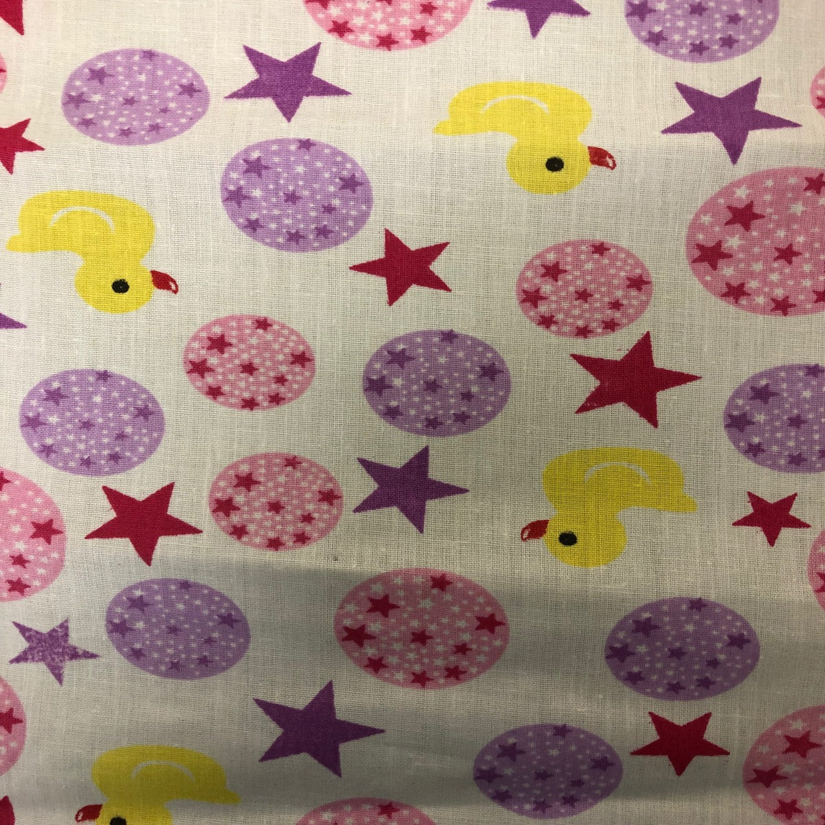 Pink Purple Rubber Ducky Print Poly Cotton Fabric - Fashion Fabrics Los Angeles 