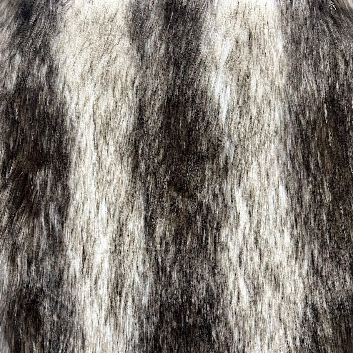 Black | White Striped Wolf Faux Fur Fabric