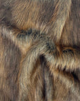 Marrón | Tela de piel sintética de lobo a rayas color caramelo