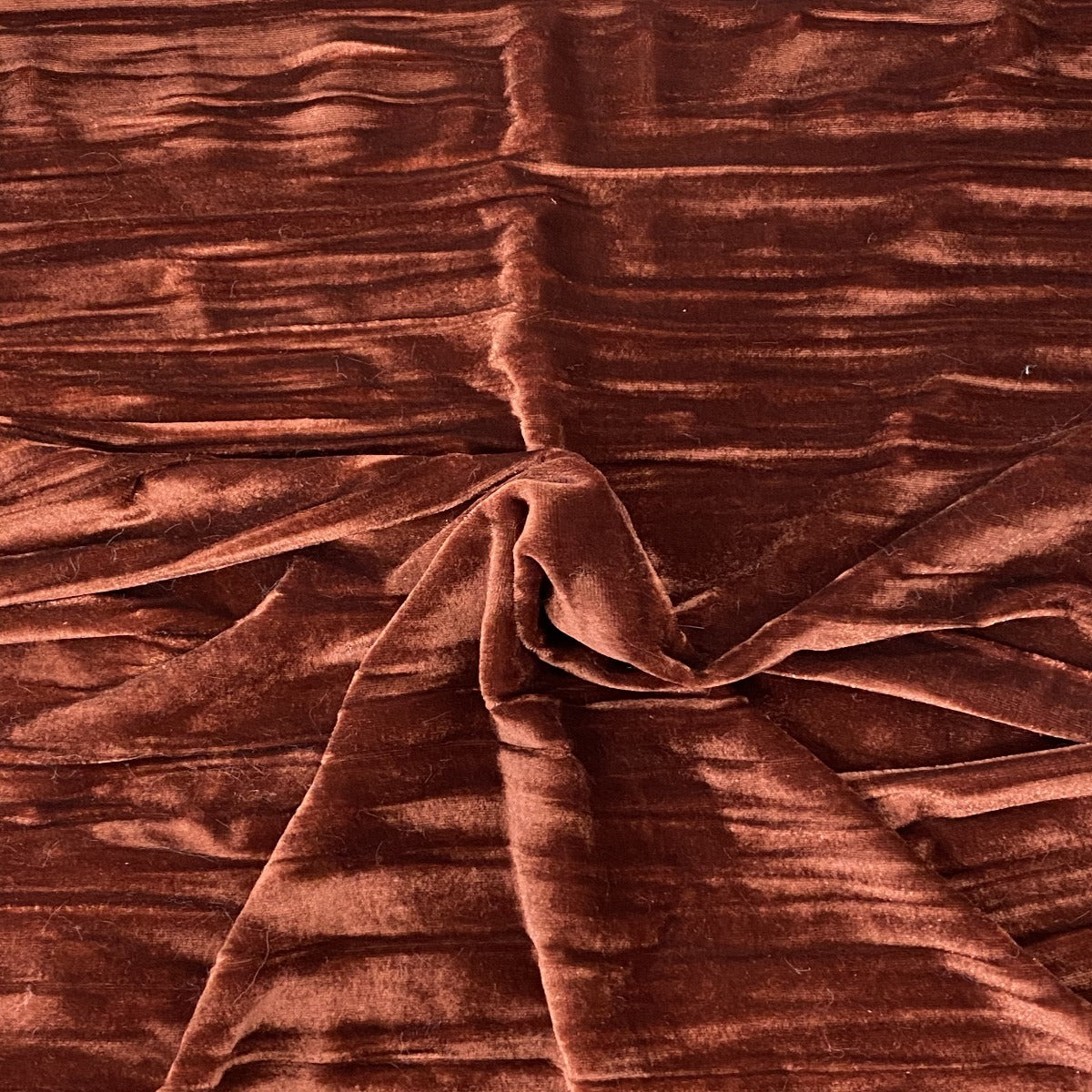 Rust Orange Crinkle Stretch Velvet Fabric - Fashion Fabrics Los Angeles 